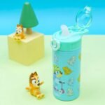 Zak Designs Bluey Sage Kids Water Bottle For School or Travel, 14oz Stainless Steel Water Bottle With Straw, Handle, and Leak-Proof, Pop-Up Spout Cover (Bluey & Bingo) - Image 3