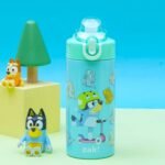 Zak Designs Bluey Sage Kids Water Bottle For School or Travel, 14oz Stainless Steel Water Bottle With Straw, Handle, and Leak-Proof, Pop-Up Spout Cover (Bluey & Bingo) - Image 4