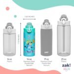 Zak Designs Bluey Sage Kids Water Bottle For School or Travel, 14oz Stainless Steel Water Bottle With Straw, Handle, and Leak-Proof, Pop-Up Spout Cover (Bluey & Bingo) - Image 11