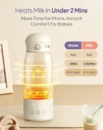 Nuliie Portable Bottle Warmer for Travel, Double Leak‑Proof, Heating Milk & Water Faster, Cordless Milk Warmer with Fast Charging, Anti-Dry & Anti-Burn Protection for All Day Needs, 17oz - Image 4