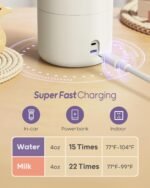 Nuliie Portable Bottle Warmer for Travel, Double Leak‑Proof, Heating Milk & Water Faster, Cordless Milk Warmer with Fast Charging, Anti-Dry & Anti-Burn Protection for All Day Needs, 17oz - Image 5
