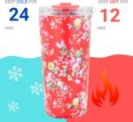 Drinco - 20 oz Stainless Steel Tumbler | Double Walled Vacuum Insulated Mug With Lid, 2 Straws, For Hot & Cold Drinks (20oz Peony Floral) - Image 5
