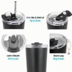 Drinco - 20 oz Stainless Steel Tumbler | Double Walled Vacuum Insulated Mug With Lid, 2 Straws, For Hot & Cold Drinks (20oz Peony Floral) - Image 8