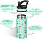 Fanhaw 14 Oz Kids Insulated Water Bottle with Straw - Stainless Steel Double Wall Vacuum Cup, Leakproof, BPA Free, Suitable for Boys and Girls(Green - Little Fox) - Image 3