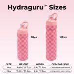Magnetic Water Bottle with Straw 18 oz - Stainless Steel Insulated Tumbler for Gym & Bike (Fits Holders) - Leak Proof Pop-Up Lid, 2-in-1 Sip or Chug, Handle & Cute Pink Checkered Print - Image 7