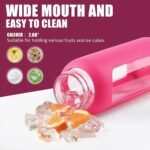 Kodrine 24oz Glass Water Bottle With Straw-2 lids-Reusable Daily Water Intake Glass Bottle with Measurements,Silicone Sleeve, Time Marker, Cupholder Friendly for Home,Gym,Sports-Rose Red - Image 6