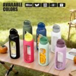 Kodrine 24oz Glass Water Bottle With Straw-2 lids-Reusable Daily Water Intake Glass Bottle with Measurements,Silicone Sleeve, Time Marker, Cupholder Friendly for Home,Gym,Sports-Rose Red - Image 8