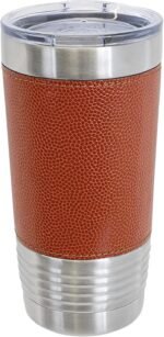 Personalized Basketball Drink Tumbler! Insulated Leatherette Travel Mug with real leather texture, Personalized Basketball Gift, 20oz - Image 3