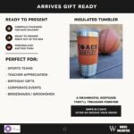 Personalized Basketball Drink Tumbler! Insulated Leatherette Travel Mug with real leather texture, Personalized Basketball Gift, 20oz - Image 4