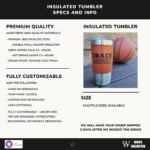 Personalized Basketball Drink Tumbler! Insulated Leatherette Travel Mug with real leather texture, Personalized Basketball Gift, 20oz - Image 7