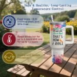 40oz Sloth Tumbler with Handle and Straw, Stainless Steel Insulated Cup with Lid and Straw, Travel Coffee Mug Water Bottle, Birthday Mothers Day Gifts for Women Men Animal Lovers - Image 4