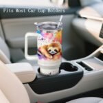 40oz Sloth Tumbler with Handle and Straw, Stainless Steel Insulated Cup with Lid and Straw, Travel Coffee Mug Water Bottle, Birthday Mothers Day Gifts for Women Men Animal Lovers - Image 6