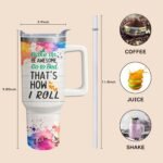 40oz Sloth Tumbler with Handle and Straw, Stainless Steel Insulated Cup with Lid and Straw, Travel Coffee Mug Water Bottle, Birthday Mothers Day Gifts for Women Men Animal Lovers - Image 7