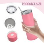YOUKE OLA 16 Pack Stainless Steel Skinny Tumblers Bulk Straight Double Wall Powder Coated Insulated Tumbler with Lid and Straw for Laser Engrave, DIY Gift, 20oz Light Pink - Image 4