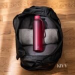 KIVY Slim Water Bottle 32oz [Lightweight & Shatterproof] Fits Backpack & Cupholder for Travel, Sports, School, Gym - Frosted red bottle no straw - Gym water bottle screw top - Dishwasher Safe - Image 3