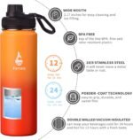 Farsea Insulated Water Bottle With Paracord Handle, Protective Silicone Boot and 2 Lids (Straw Lid & Spout Lid), Stainless Steel Water Bottle Wide Mouth, Double Wall Sweat-Proof BPA-Free, 24 oz - Image 3