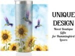 Onebttl Hummingbird Gifts - 20oz/590ml Stainless Steel Insulated Glitter Tumbler With Straw for Women, Her and Lovers - Skinny Coffee Cup - Sunflower - Image 3