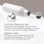 GrandTies Stainless Steel Water Bottles with 2 Lids | Slim Vacuum Insulated Cupholder Flask | Reusable Leak Proof BPA-Free Keep Cold Water bottle for School Gym Travel Sports | 21oz, Pearl White - Image 4