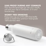 GrandTies Stainless Steel Water Bottles with 2 Lids | Slim Vacuum Insulated Cupholder Flask | Reusable Leak Proof BPA-Free Keep Cold Water bottle for School Gym Travel Sports | 21oz, Pearl White - Image 5