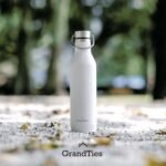 GrandTies Stainless Steel Water Bottles with 2 Lids | Slim Vacuum Insulated Cupholder Flask | Reusable Leak Proof BPA-Free Keep Cold Water bottle for School Gym Travel Sports | 21oz, Pearl White - Image 6