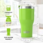 Beast 40 oz Tumbler Stainless Steel Vacuum Insulated Coffee Ice Cup Double Wall Travel Flask (Lemongrass Green) - Image 8