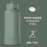 Hydrapeak 32oz Sport Insulated Water Bottle with Straw Lid, Leak & Spill Proof, Keeps Drinks Cold for 24 Hours, Hot for 12 Hours, Premium Stainless Steel Water Bottles (32oz, Sage Leaf) - Image 5