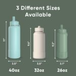 Hydrapeak 32oz Sport Insulated Water Bottle with Straw Lid, Leak & Spill Proof, Keeps Drinks Cold for 24 Hours, Hot for 12 Hours, Premium Stainless Steel Water Bottles (32oz, Sage Leaf) - Image 6