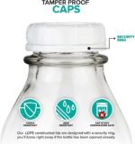 Stock Your Home Liter Glass Milk Bottle with Lid (4 Pack) 32 Oz Jugs and 8 White Caps, Reusable Food Grade Container for Refrigerator, Juice, Oat or Plant Milks, Water, Honey - Image 5