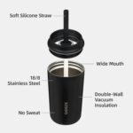 BJPKPK Insulated Tumbler with Lid and Straw,12 oz Stainless Steel Travel Coffee Mug,Spill Proof Thermal Cup,Keep Drinks Cold and Hot,Black - Image 4