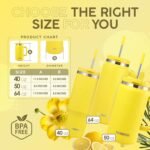64 Oz Tumbler with Handle and Straw Half Gallon Water Bottle Stainless Steel Travel Mug for Hot & Cold Drinks, Reusable Water Bottle with Lids and Straw - Yellow - Image 4