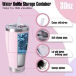 BarGifts 20oz Hidden Safe Water Bottle, Stainless Steel Secret Bottle with Hidden Compartment, Keeps Your Valuables Safe Like Money, Keys, and Jewelry - Pink - Image 4