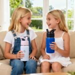 2 Pack Kids Water Bottle,14oz Stainless Steel Insulated Water Tumbler Leak-Proof,School Water Mug,Small and Portable,Suitable for Boys and Girls to Use(White + Blue) - Image 3