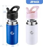 2 Pack Kids Water Bottle,14oz Stainless Steel Insulated Water Tumbler Leak-Proof,School Water Mug,Small and Portable,Suitable for Boys and Girls to Use(White + Blue) - Image 4