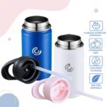 2 Pack Kids Water Bottle,14oz Stainless Steel Insulated Water Tumbler Leak-Proof,School Water Mug,Small and Portable,Suitable for Boys and Girls to Use(White + Blue) - Image 6