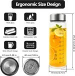 Glass Juice Water Bottles 2 Pack 20 OZ,Wide Mouth Glass Water Bottles with Lids and Sleeve,for Juicing, Smoothies, Milk, Protein, Reusable, Leak Proof, Shaker bottle - Image 3