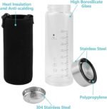 Glass Juice Water Bottles 2 Pack 20 OZ,Wide Mouth Glass Water Bottles with Lids and Sleeve,for Juicing, Smoothies, Milk, Protein, Reusable, Leak Proof, Shaker bottle - Image 8