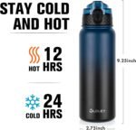 Oldley Insulated Water Bottle 20oz Water Bottles with Straw, Stainless Steel Water Bottle with 3 Lids, Double Wall Vacuum Bottles for Adult Kids, Sports Bottles for School Travel,Blue-black - Image 4