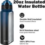 Oldley Insulated Water Bottle 20oz Water Bottles with Straw, Stainless Steel Water Bottle with 3 Lids, Double Wall Vacuum Bottles for Adult Kids, Sports Bottles for School Travel,Blue-black - Image 5