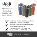 Oggi 30oz Vacuum Insulated Tumbler with Lid & Top Carry Handle – Stainless Steel Coffee Thermos, Travel Mug, Fits Cup Holders, Sweatproof, for Hot or Cold Drinks, Insulated Mug for Adults, Taupe - Image 8