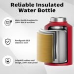 WATERSY 1 Gallon Water Bottle Insulated(Cold for 48 Hrs),BPA Free&Leak Proof,128oz Stainless Steel Water Jug,Big thermo,Large Water Bottle with Handle for Gym,Hiking,Camping&Travel,Red - Image 4