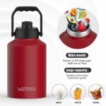WATERSY 1 Gallon Water Bottle Insulated(Cold for 48 Hrs),BPA Free&Leak Proof,128oz Stainless Steel Water Jug,Big thermo,Large Water Bottle with Handle for Gym,Hiking,Camping&Travel,Red - Image 6