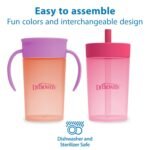 Dr. Brown's Milestones Straw to 360 Convertible Toddler Training Cup Set with Interchangeable Silicone Straw and 360 Degree Cup Lids, Pink Coral, 10 oz/300 mL, BPA-Free, 9m+, 2-Pack - Image 8