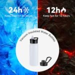 VEGOND 24oz Insulated Stainless Steel Water Bottle with Straw Lid, Double Wall Vacuum Insulated, Ideal for Hiking, Gym, Work, or Home Use, White 8 Pack - Image 5
