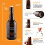 FastRack Swing Top Bottles | 33 oz – Pack of 12 | Amber Flip Top Glass Bottles for Home Brewing, Carbonated Drinks, Kombucha, Fermentation, Water | Food Grade – ECO Friendly - Image 4