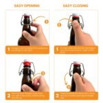 FastRack Swing Top Bottles | 33 oz – Pack of 12 | Amber Flip Top Glass Bottles for Home Brewing, Carbonated Drinks, Kombucha, Fermentation, Water | Food Grade – ECO Friendly - Image 5