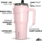 Hydrapeak Roadster 40oz Stainless Steel Tumbler Double Wall Vacuum Insulated Water Bottle With Handle And 2 in 1 Straw Lid (Seashell) - Image 3