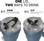 Hydrapeak Roadster 40oz Stainless Steel Tumbler Double Wall Vacuum Insulated Water Bottle With Handle And 2 in 1 Straw Lid (Seashell) - Image 4