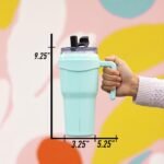 Hydrapeak Roadster 40oz Stainless Steel Tumbler Double Wall Vacuum Insulated Water Bottle With Handle And 2 in 1 Straw Lid (Seashell) - Image 5