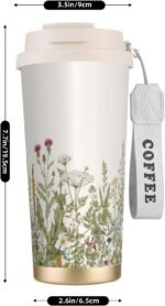 Wildflowers Insulated Coffee Tumbler with Lid Floral Stainless Steel Travel Coffee Mug Spring Summer Vacuum Insulated Reusable Cup Water Bottle - Image 3