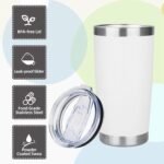 20oz Tumbler with Lid Stainless Steel Insulated Tumblers Travel Coffee Tumbler Bulk Double Wall Vacuum Insulated Water Cup Christmas Gifts for Women Men Her Him Home Office (White, 1pack) - Image 4